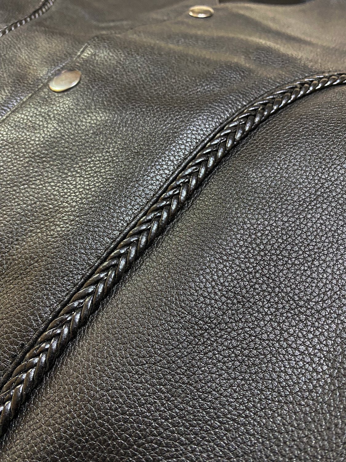 Erkek Siyah Deri Motorcu Yeleği | Çıtçıtlı - Görsel 4