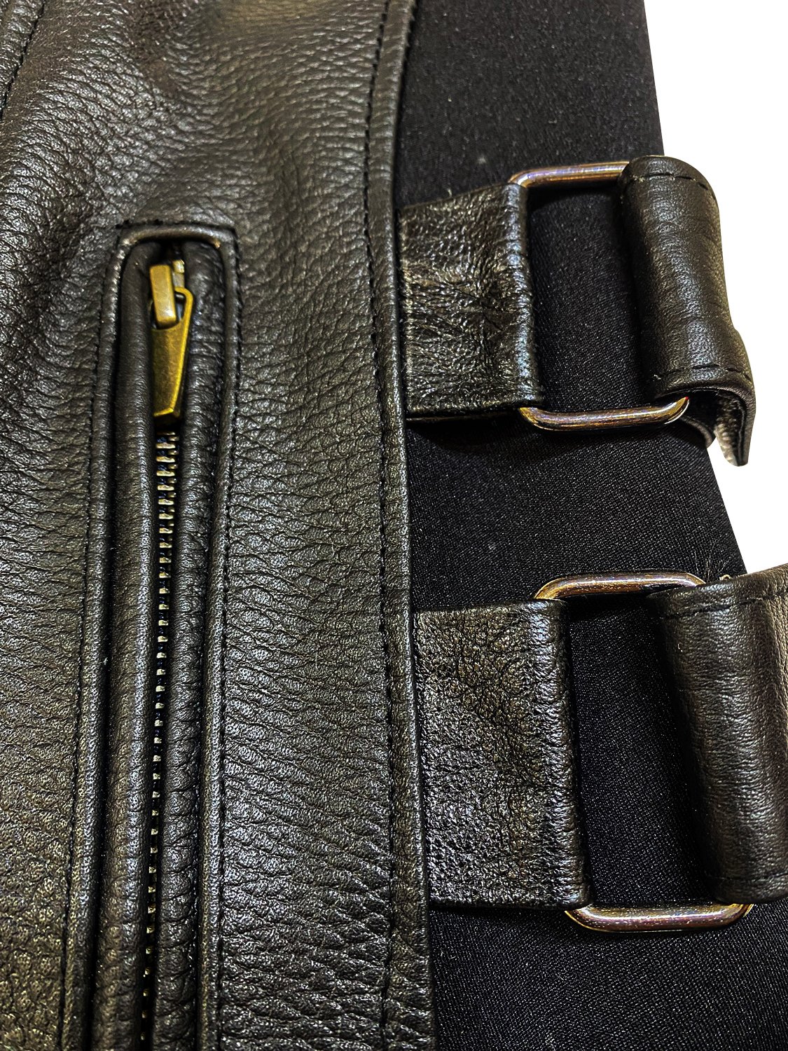 Erkek Siyah Deri Motorcu Yeleği | Ayarlanabilir Tokalı ve Cepli - Görsel 4