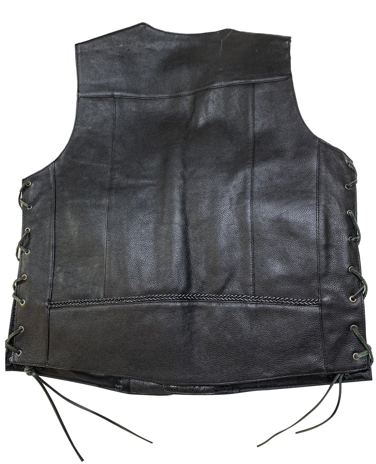Erkek Siyah Deri Motorcu Yeleği | Çıtçıtlı - Görsel 8