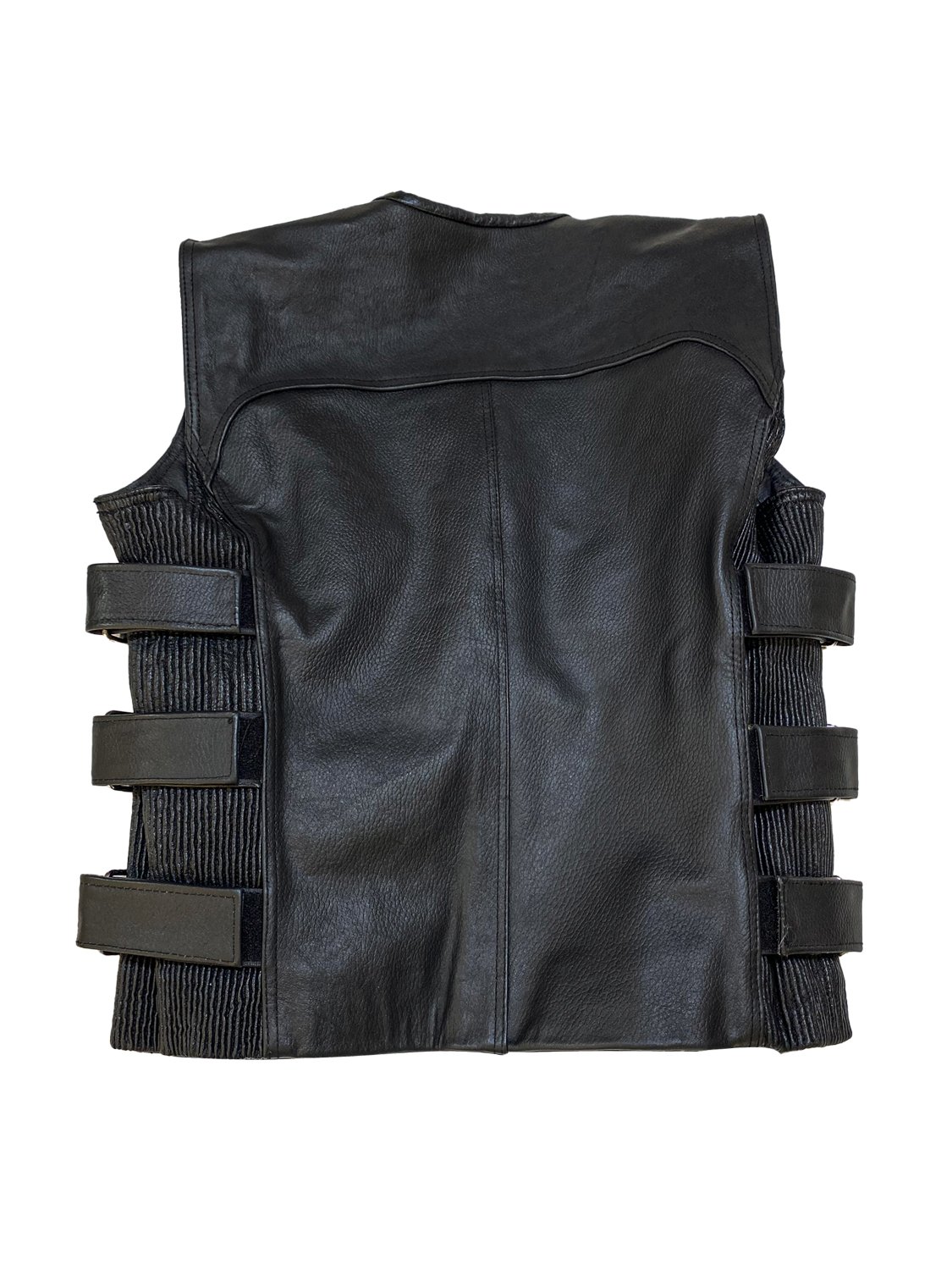 Erkek Siyah Deri Motorcu Yeleği | Ayarlanabilir Tokalı ve Cepli - Görsel 8