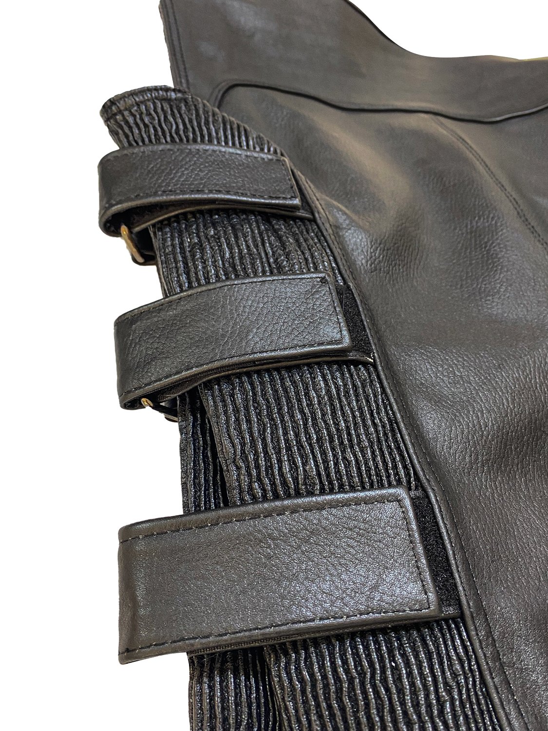 Erkek Siyah Deri Motorcu Yeleği | Ayarlanabilir Tokalı ve Cepli - Görsel 9