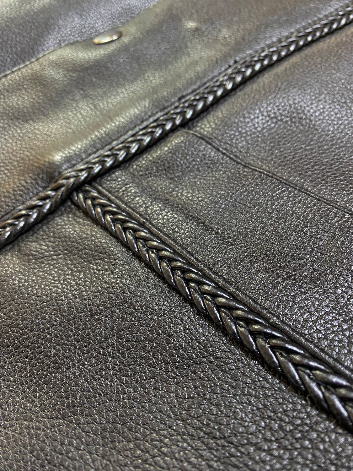 Erkek Siyah Deri Motorcu Yeleği | Çıtçıtlı - Görsel 5